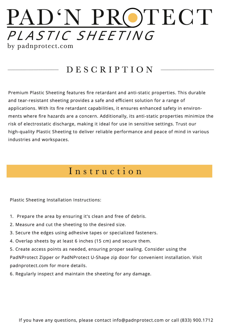 Flame Retardant Dust Protection Poly Sheeting